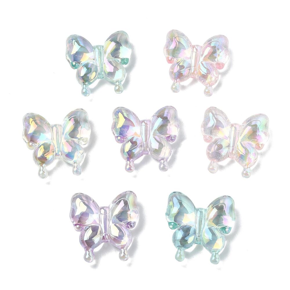 4867 100 pcs Transparent Butterfly Acrylic Beads Lovely Insect Spring Beads
